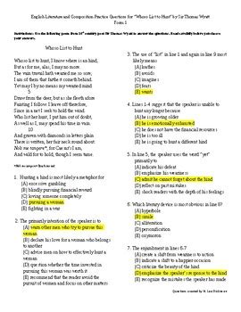 AP English Literature and Composition Poem for Multiple-Choice Questions 11-19 in the Course and Exam Description, Effective Fall 2019 Author College Board Subject AP English Literature and Composition Keywords. . Their lonely betters ap lit multiple choice answers